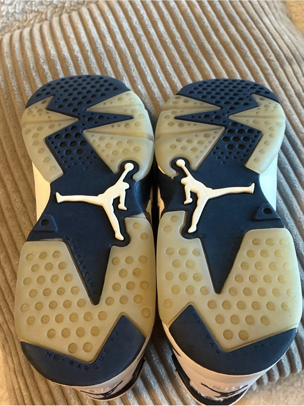 Jordan White and Navy High-Top Basketball Sneakers